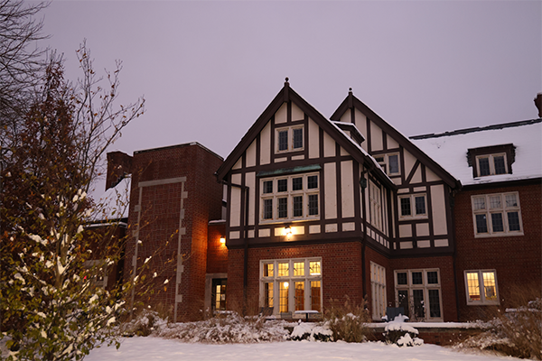 Kuhn Honors and Scholars House covered in snow