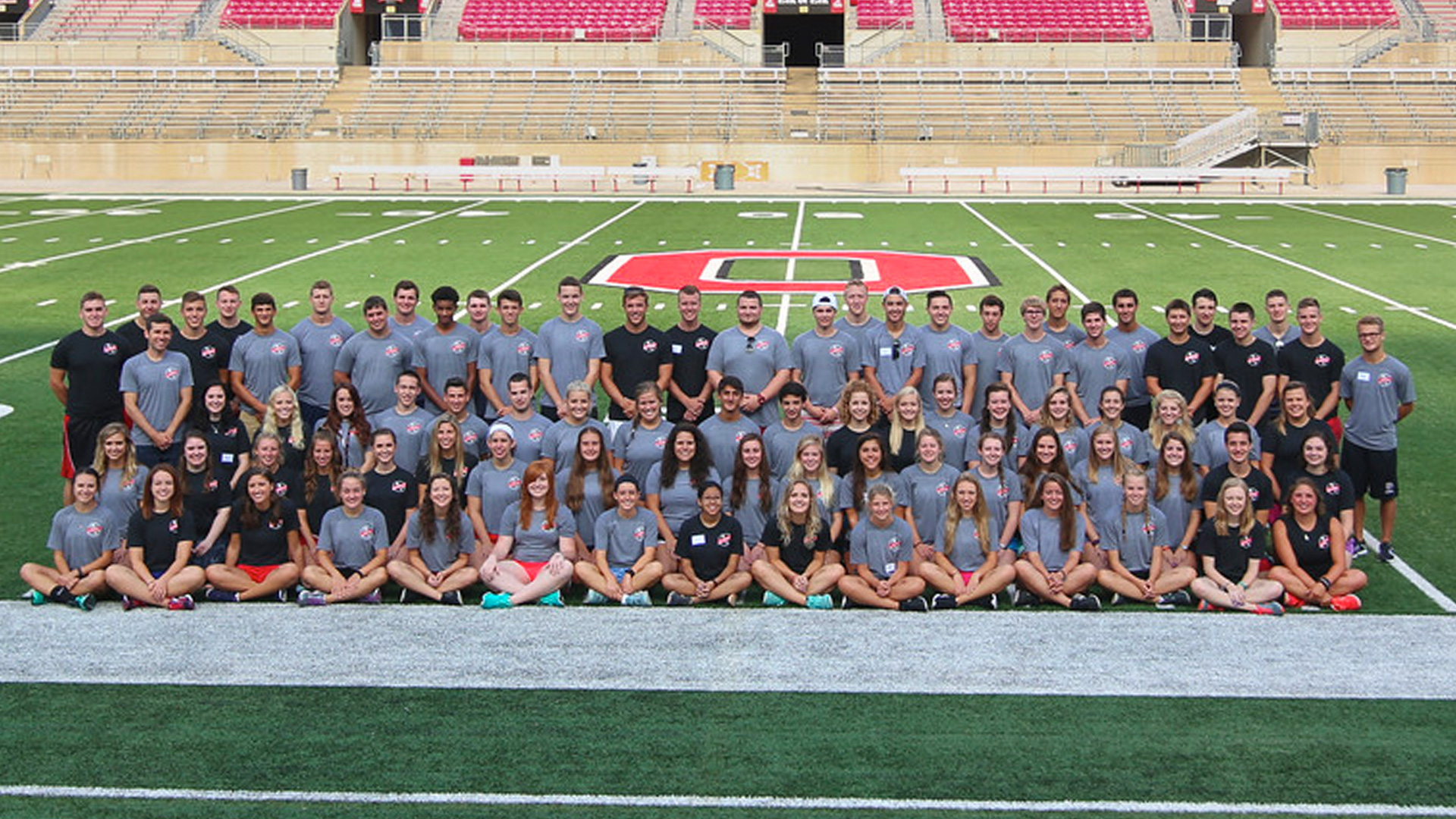 Dunn Sport and Wellness Scholars students on Ohio Stadium field