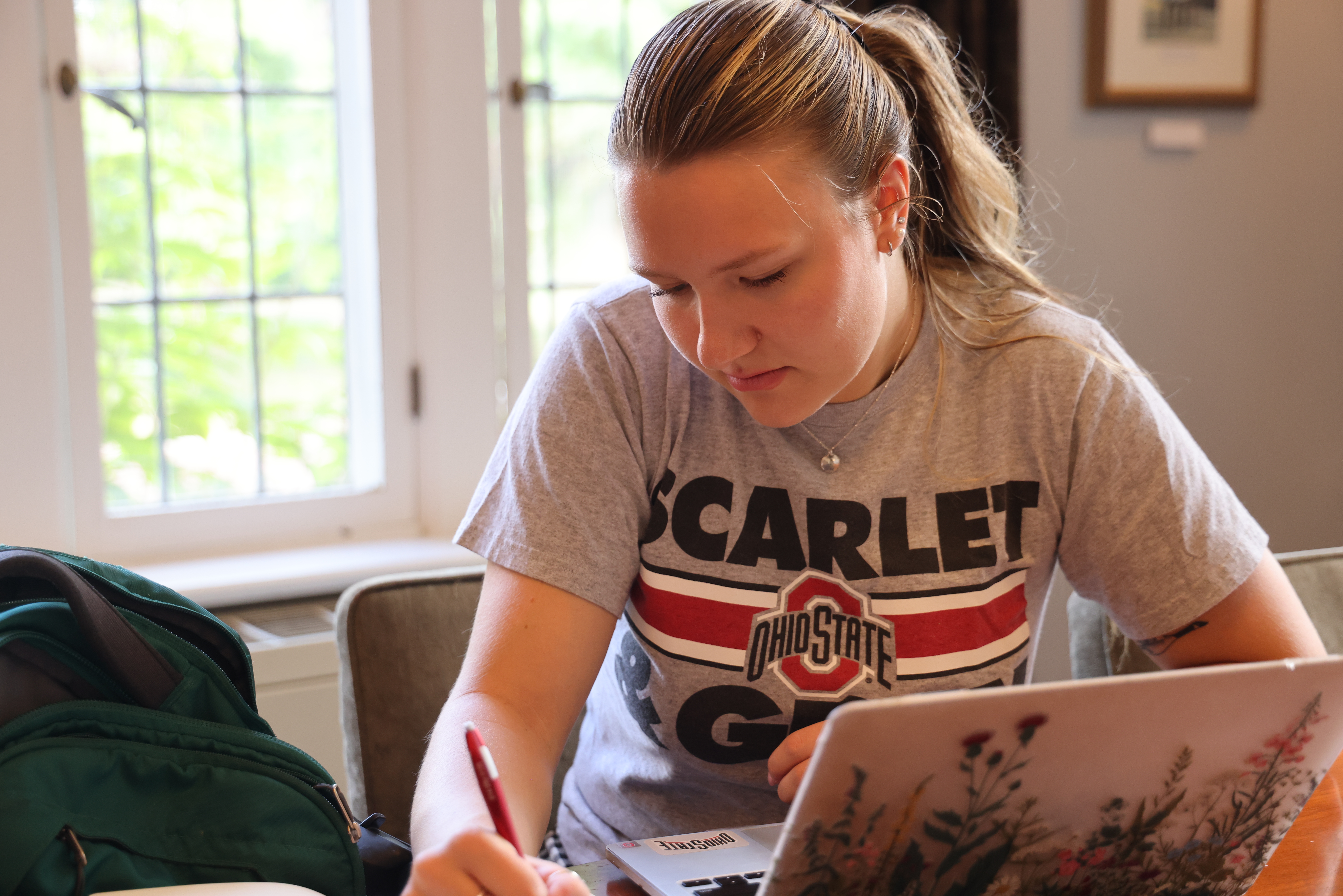 Ohio State student studying