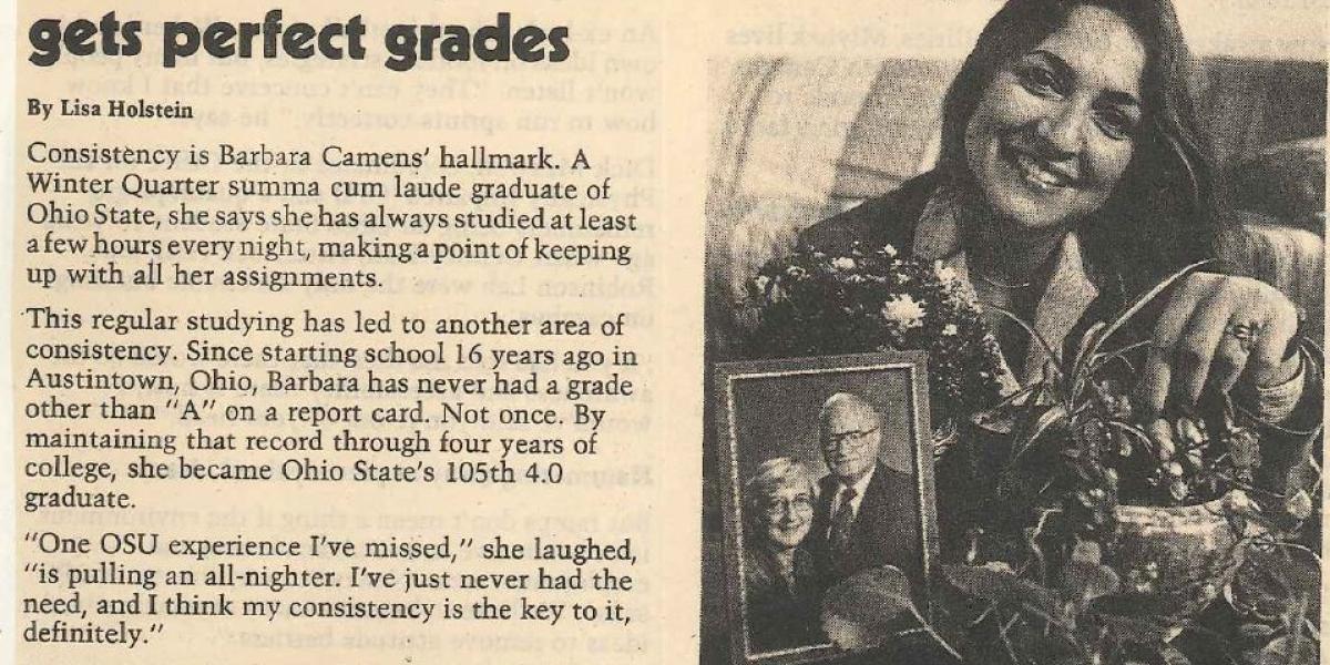 Barbara Camens in a newspaper article