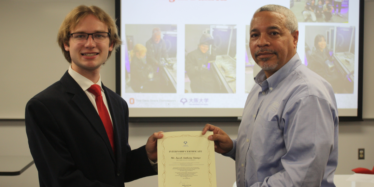 Jacob Stange Certificate Presentation