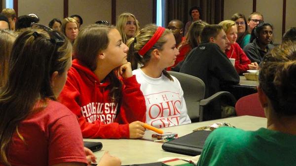 Mount Leadership Society Scholars students in a classroom