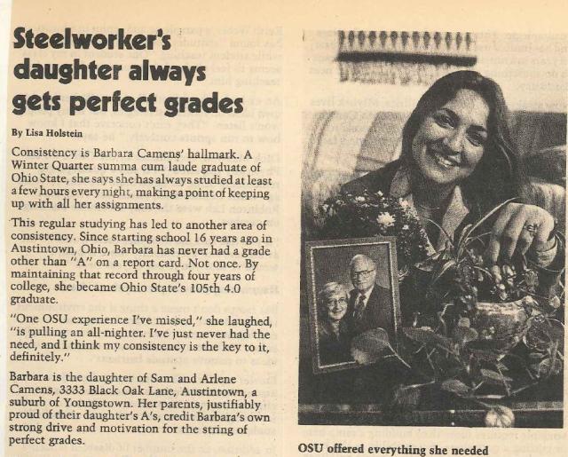 Barbara Camens in a newspaper article