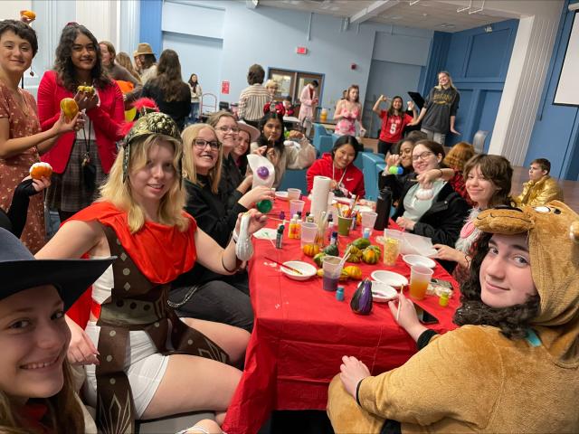 Arts Scholars participating in a community Halloween event