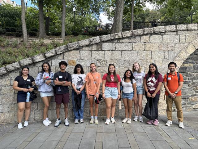 Biological Sciences Scholars on a tour near Mirror Lake