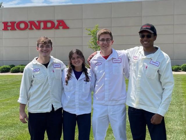 Engineering Scholars outside of Honda on a site visit