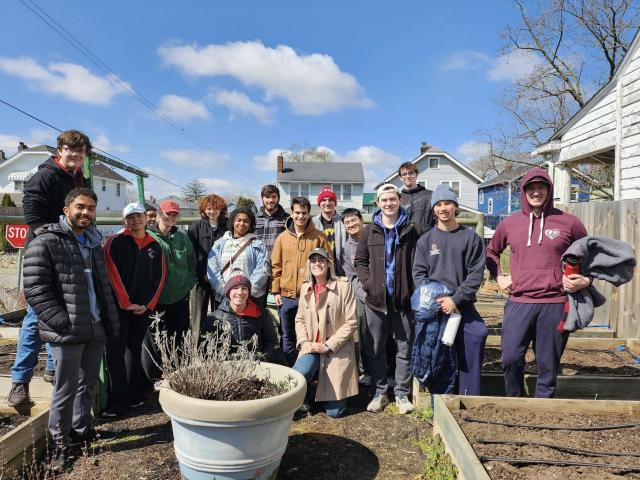 HES students after volunteering for a local community garden