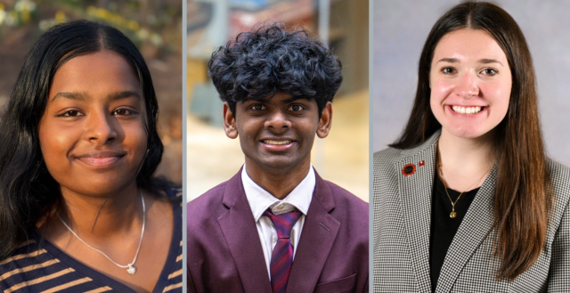 Alumni Society Student representatives: Amrithaa Ashok Kumar, Jerachand Senthilkumar and Nora Daley