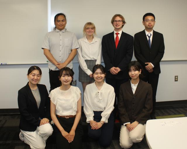 From left to right, top row: Andrew Tong, Avian Eyre, Jacob Stange, Zenan Zhang from Ohio State. Bottom row: Hatsune Masuda, Airi Okaguchi, Kana Miyamoto, Mina Osada from University of Osaka.
