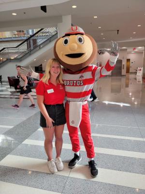 Kate Koennecke with Brutus Buckeye